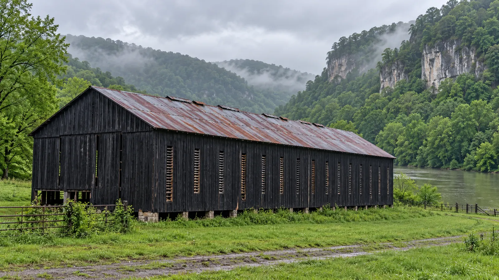 Weathered metal roof panels with surface rust before priming
